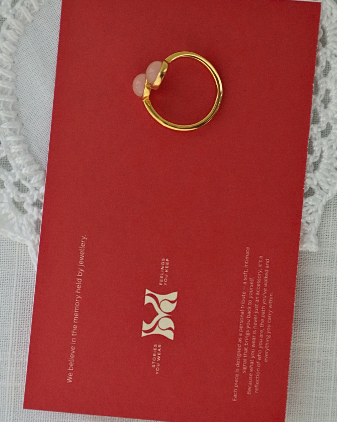 Stackable gold ring with stone detail