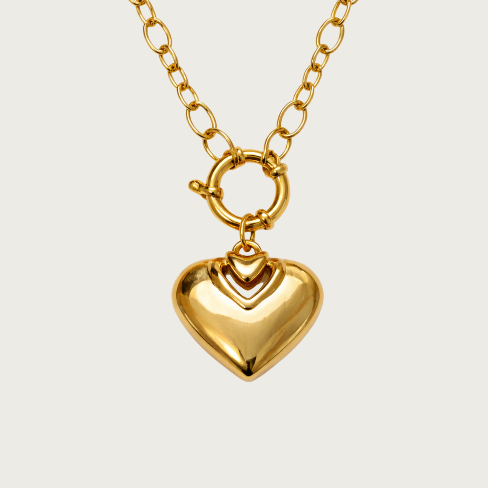 Gold heart-shaped pendant necklace