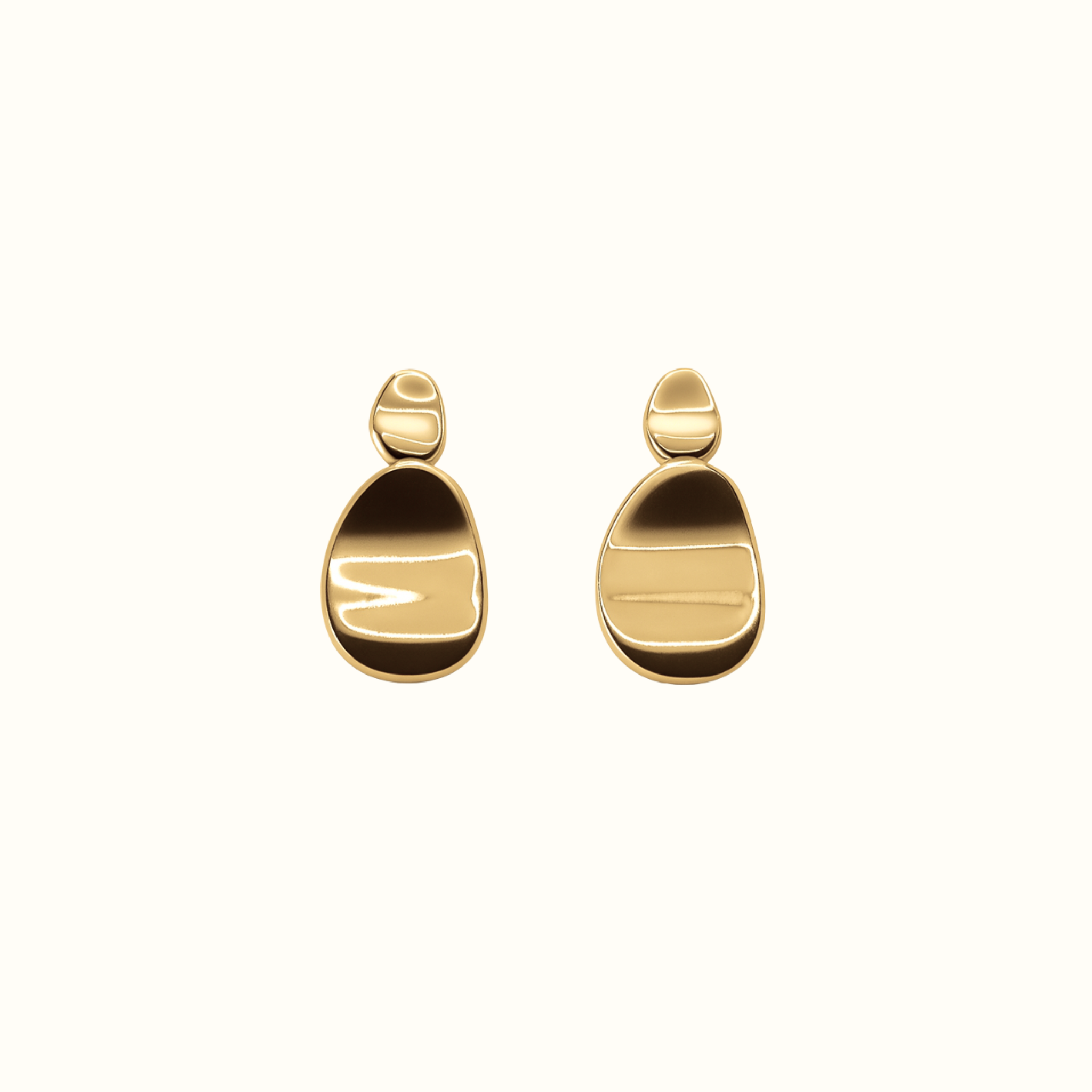 Click Stud Earrings – 18k Gold PVD Plated Stainless Steel – Close-Up Showing Sleek Sculptural Stud Design With Clean Lines and Modern Minimalist Finish – Mila Giraldo Jewellery Australia