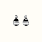 Click Stud Earrings – Silver PVD Plated Stainless Steel – Close-Up Showing Sleek Sculptural Stud Design With Clean Lines and Modern Minimalist Finish – Mila Giraldo Jewellery Australia