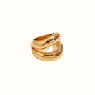 Maxi Ring – 18k Gold PVD Plated Stainless Steel – Close-Up of Organic Sculptural Silhouette Ring – Bold Minimalist Statement Design – Mila Giraldo Jewellery Australia