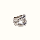 Maxi Ring – Silver PVD Plated Stainless Steel – Close-Up of Organic Sculptural Silhouette Ring – Bold Minimalist Statement Design – Mila Giraldo Jewellery Australia