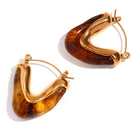 Mia Resin Hoops in Champagne Brown – Resin Hoops With 18k Gold PVD Plated Stainless Steel Hardware – Close-Up Shot – Mila Giraldo Jewellery Australia