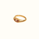 Millie Zirconia Cubic Ring – 18k Gold PVD Plated Stainless Steel – Close-Up of Pink Zirconia Stone Ring With Bold Modern Sparkle – Minimalist Sculptural Design – Mila Giraldo Jewellery Australia