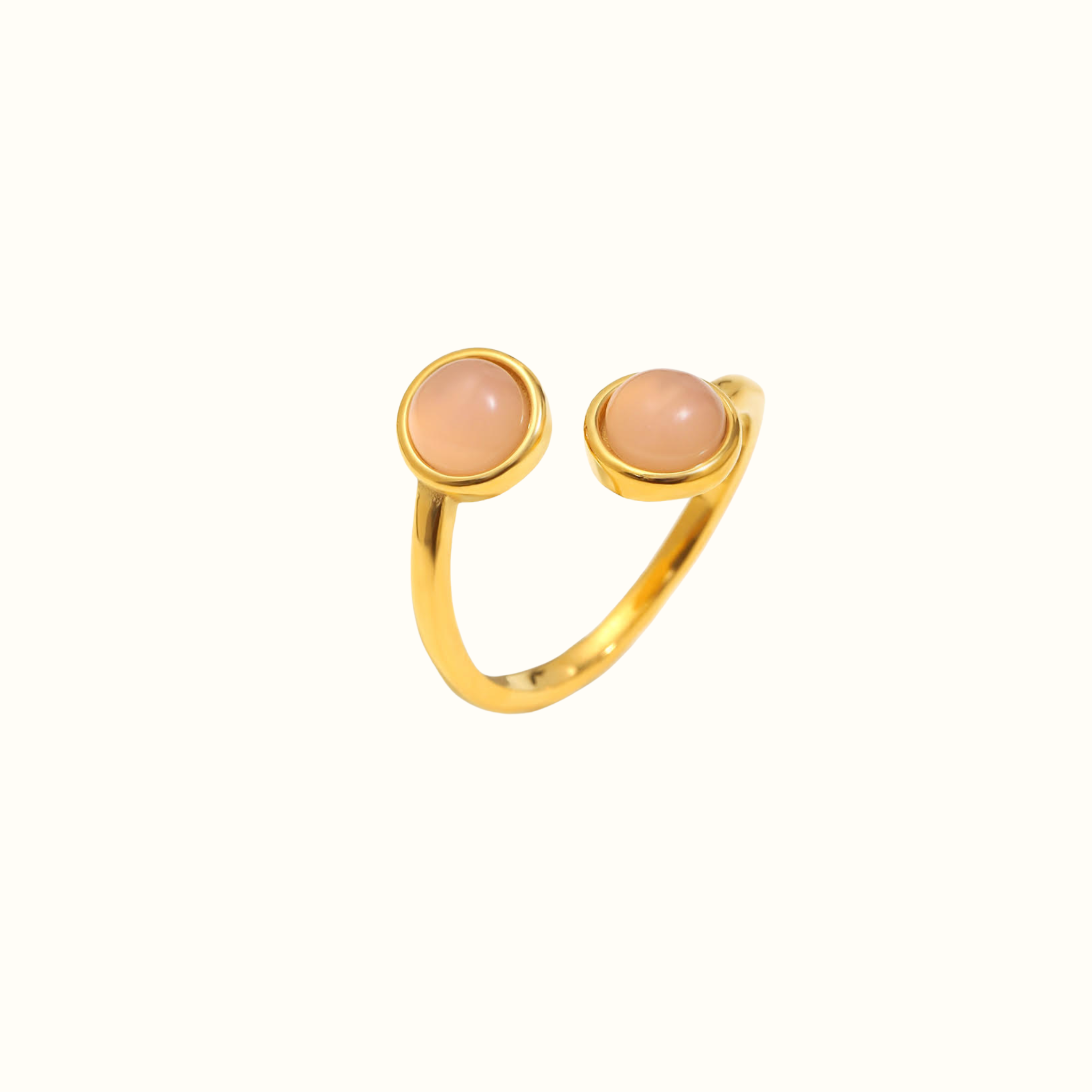 Mini Dots Adjustable Ring – 18k Gold PVD Plated Stainless Steel – Close-Up of Pink Resin Dot Adjustable Ring – Playful Modern Minimalist Design – Mila Giraldo Jewellery Australia