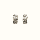 Mini Maria Stud Earrings – Silver PVD Plated Stainless Steel – Close-Up Showing Polished Minimalist Stud Design With Sleek Modern Lines – Lightweight Everyday Jewellery – Mila Giraldo Australia