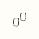 Wavy Square Hoop Earrings – Silver PVD Plated Stainless Steel – Sculptural Wavy Square Silhouette Close-Up – Modern Minimalist Hoop Design – Mila Giraldo Jewellery Australia